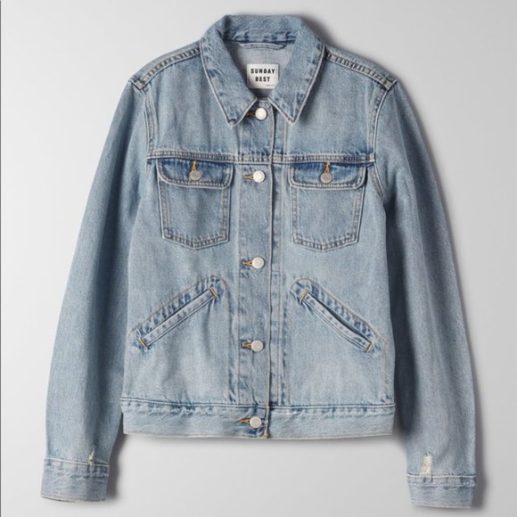 Aritzia Sunday Best Talisa Jean Jacket Size L - Picture 3 of 7
